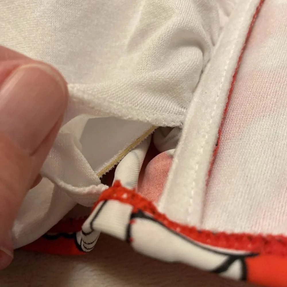 Old Navy Red and White Rope Print Bikini Top